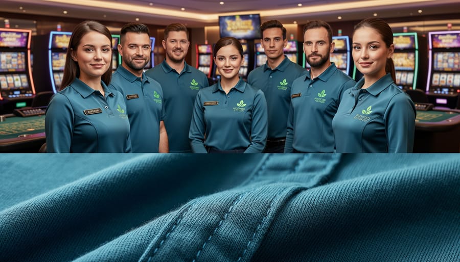 Close-up of sustainable fabric samples showing texture and professional colors